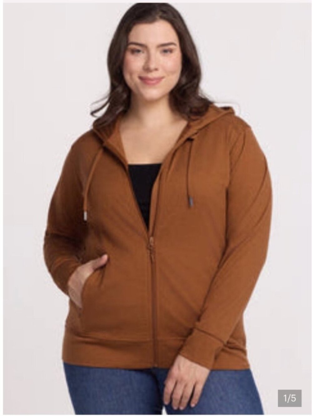WoolX Ryann Merino Wool Travel Hoodie 1X Sahara Dust Brown Plus